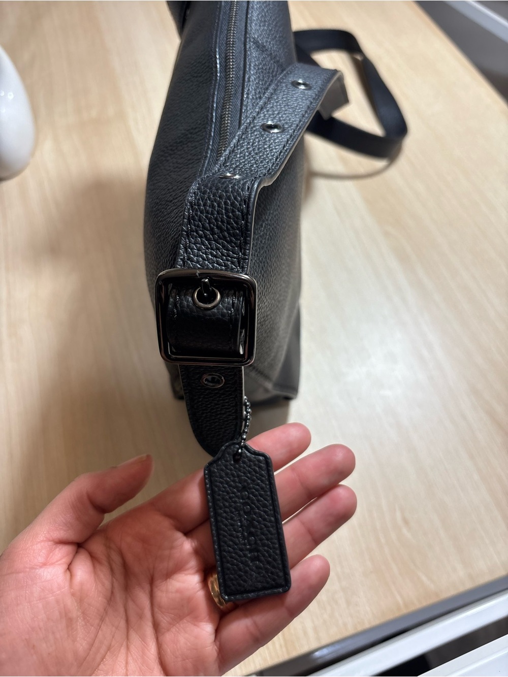 Coach Black Pebbled Leather Crossbody Bag with Silver Logo - Picture 6 of 15